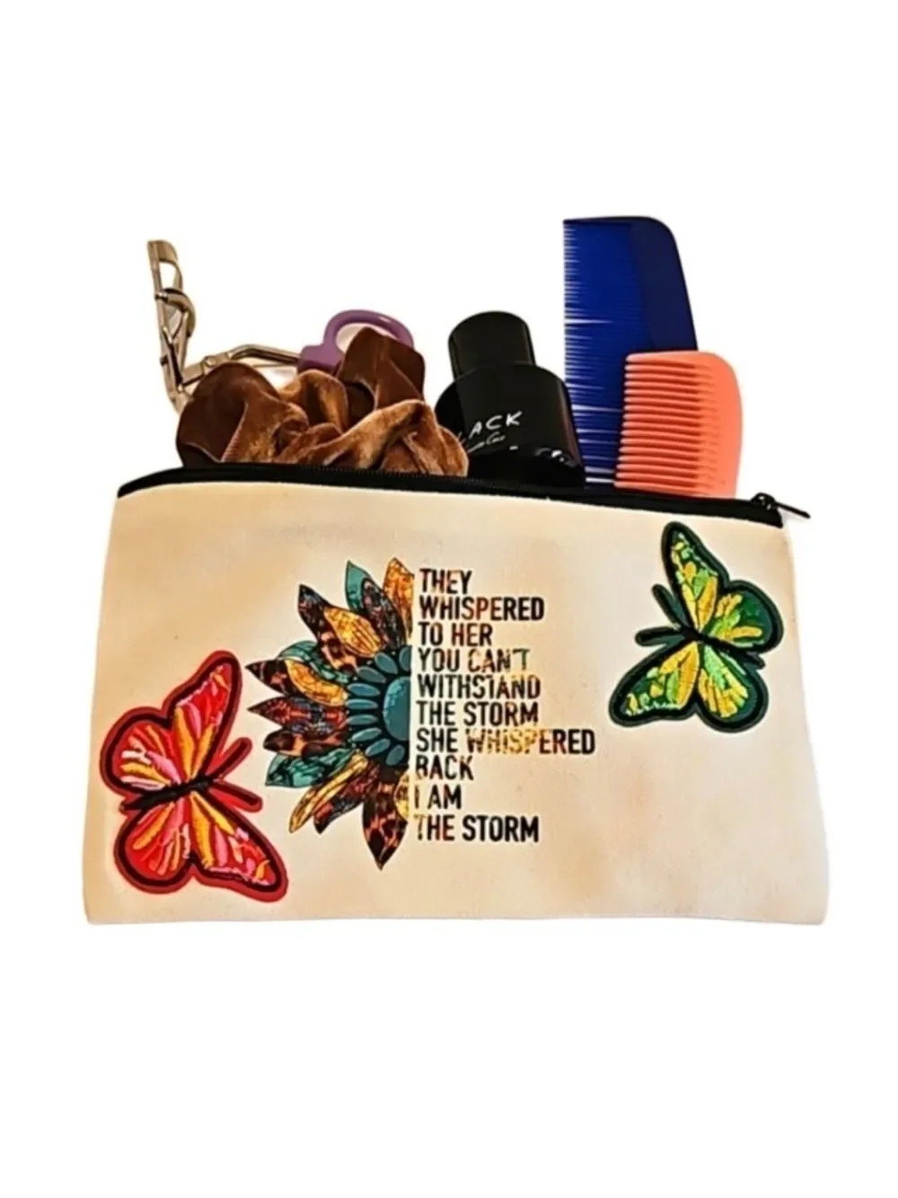 Hand Crafted Canvas Cosmetic Bag Pencil Case Embroidery